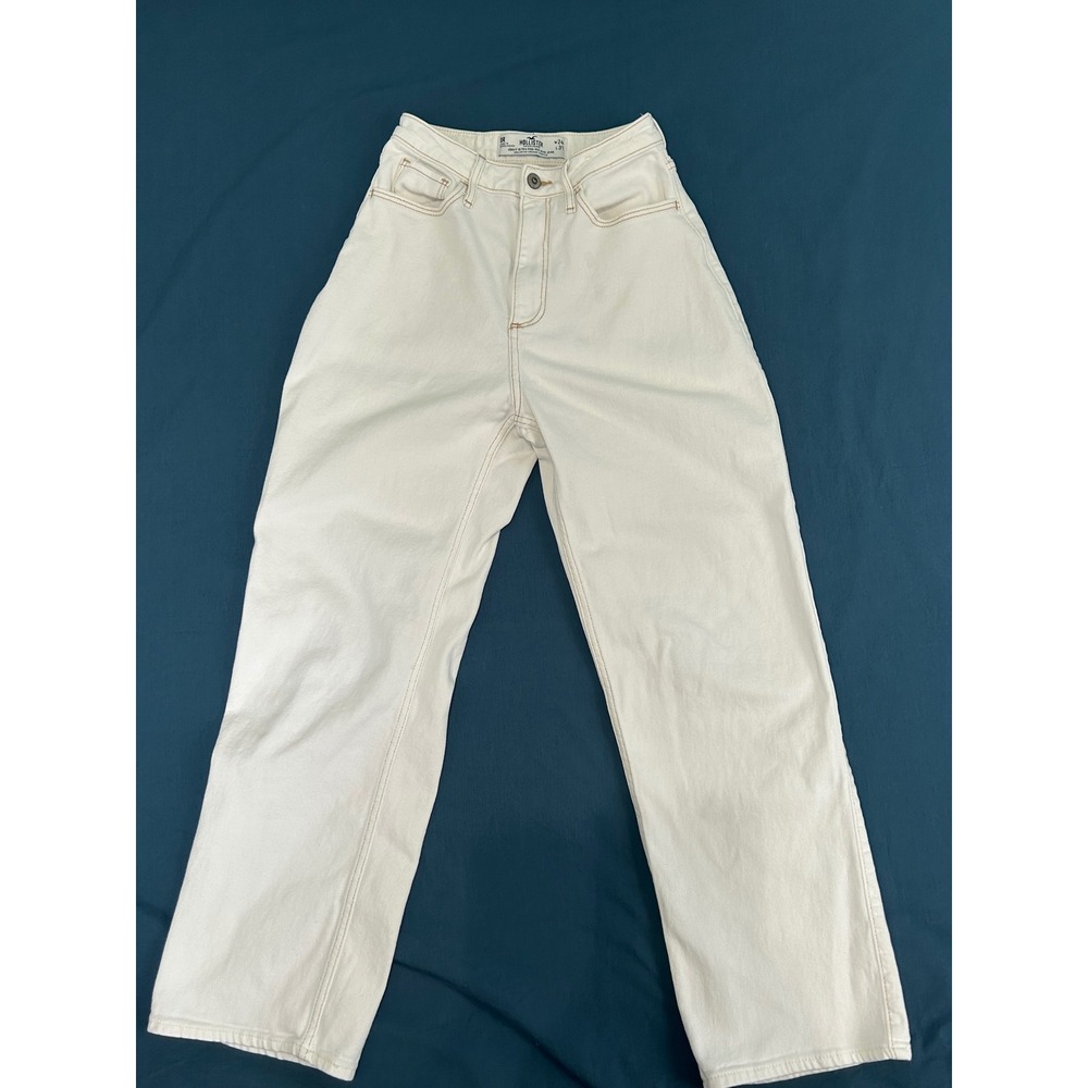 Hollister Curvy Ultra High-Rise Dad Jeans White Vintage wide leg0R W24 L27